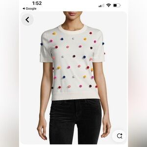 Kate Spade New York Spice it Up Short Sleeved Pom Pom Sweater